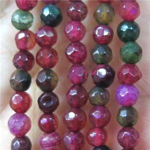 Tiny agate bead, faceted round, ruby, approx 4mm dia