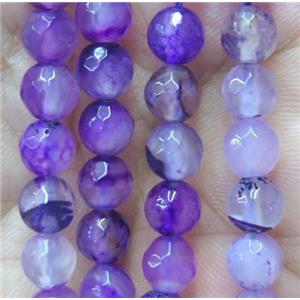 purple agate bead, faceted round, approx 6mm dia