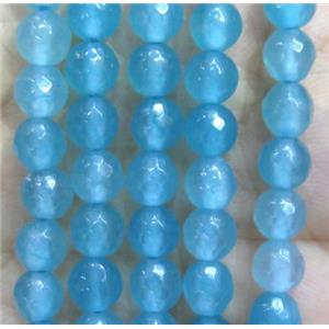 blue Jade Beads, faceted round, dye, approx 6mm dia
