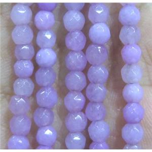 Jade Beads, faceted round, lavender dye, approx 4mm dia