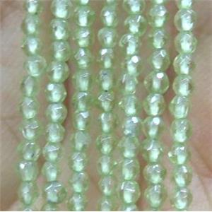 tiny peridot beads, faceted round, approx 2mm dia, 15.5 inches length