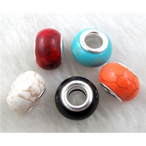 mixed Turquoise Bead, rondelle, approx 14mm, 5.5mm hole