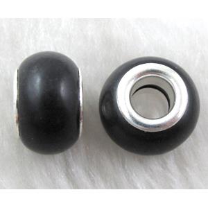 Turquoise bead with large hole, black, approx 14mm, head:5.5mm