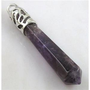 Amethyst stick Pendant, point, approx 10x65mm