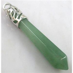 Green Aventurine Stone pendant, stick, point, approx 10x65mm