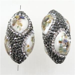shell beads paved rhinestone, oval, approx 19-33mm