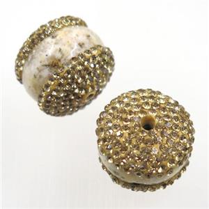 shell bread beads paved rhinestone, approx 15-18mm
