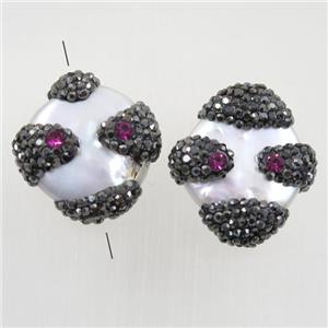 freshwater pearl beads paved rhinestone, approx 16-20mm