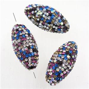 resin beads pave colorful rhinestone, rice, approx 12-25mm