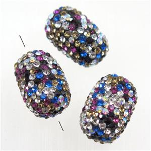 resin beads pave colorful rhinestone, barrel, approx 12-18mm