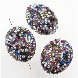resin beads pave colorful rhinestone, oval, approx 18-23mm