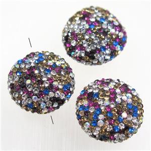 resin beads pave colorful rhinestone, coin round, approx 20mm dia