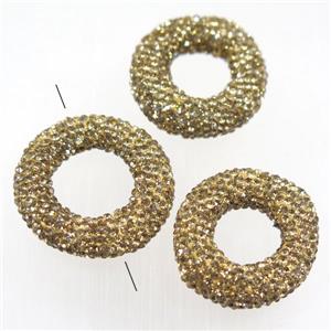 resin circle beads paved yellow rhinestone, approx 30mm dia