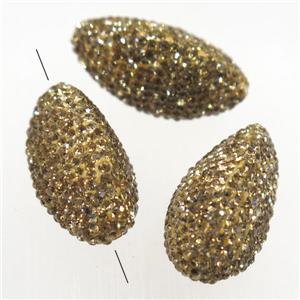 resin beads paved yellow rhinestone, approx 15-30mm