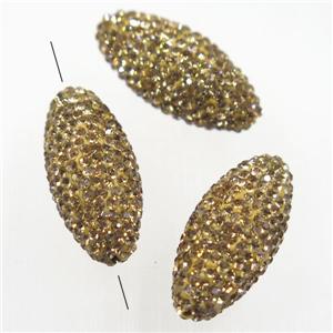 resin rice beads paved yellow rhinestone, approx 12-28mm
