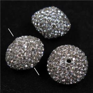 resin bicone beads paved rhinestone, approx 17mm