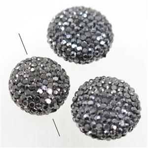 resin beads paved rhinestone, coin round, approx 20mm dia