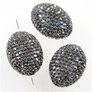 resin oval beads paved rhinestone, approx 18-25mm
