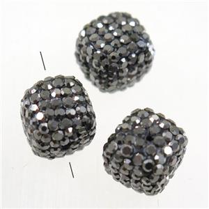 resin cube bead paved rhinestone, approx 10x10x10mm