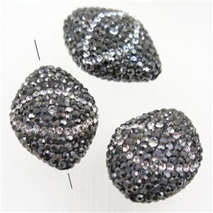 resin oval beads paved rhinestone, approx 20-28mm
