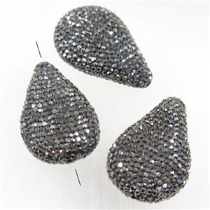 resin teardrop beads paved rhinestone, approx 25-38mm