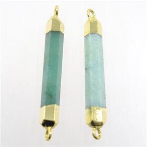green Aventurine stick connector, gold plated, approx 6-25mm