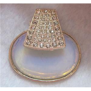 opalite pendant, gold, rhinestone, approx 43x47mm