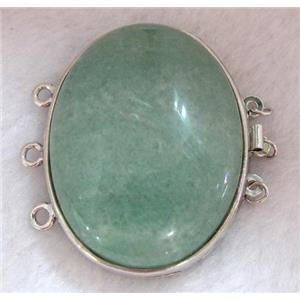 Green Aventurine connector for necklace, bracelet, platinum plated, approx 33x42mm