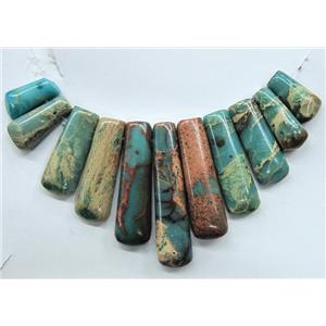 Blue Imperial Jasper Stick Pendant For Necklace, approx 16x10x5mm, 40x9x5mm