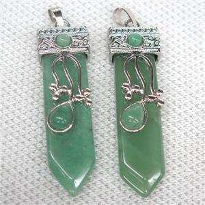 green Aventurine arrowhead pendant, approx 13-52mm