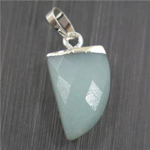 blue Aventurine horn pendant, silver plated, approx 10-15mm