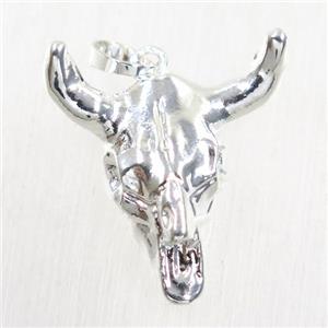 resin bullHead pendant, silver plated, approx 20-25mm