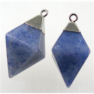 blue Aventurine pendant, silver plated, approx 15-25mm
