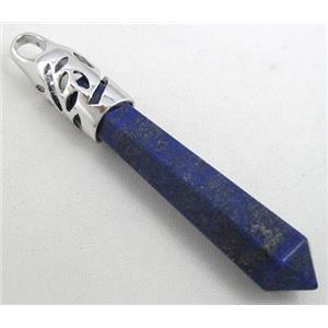 lapis lazuli pendant, stick, faceted, point, approx 10x65mm
