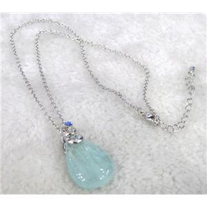 Aquamarine necklace, teardrop, approx 18x25mm bead
