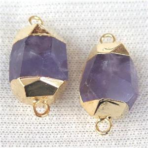 amethyst connector, faceted freeform, gold plated, approx 10-20mm