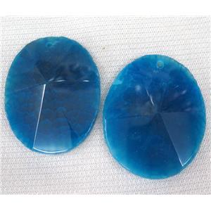 agate slice pendant, freeform, point, blue, approx 30-60mm