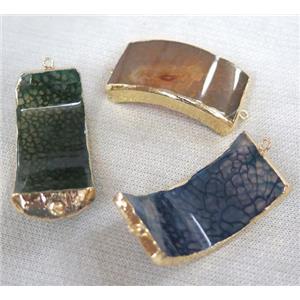 agate connector, bend rectangle, mixed color, approx 15-50mm