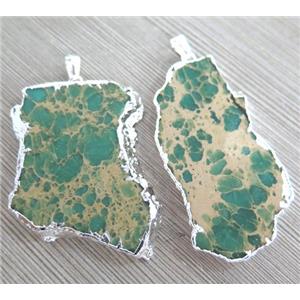 green Sea Sediment Jasper pendant, freeform, approx 20-60mm