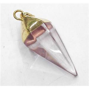 Crystal Quartz pendant, bullet, gold plated, approx 15-38mm