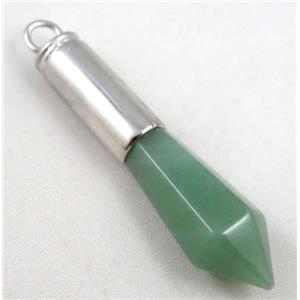 Green Aventurine pendant, bullet, approx 14x55mm