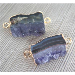 druzy amethyst slab pendant with 2-loops, ametist freeform, gold plated, approx 10-35mm