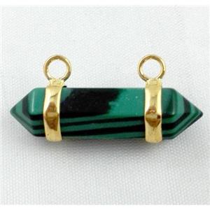 malachite pendant with 2-holes, bullet, approx 10-30mm