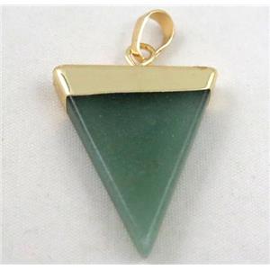 green aventurine pendant, triangle, approx 25-35mm