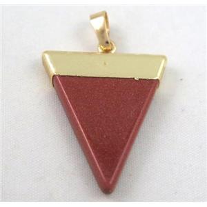 gold sandstone pendant, triangle, approx 25-35mm
