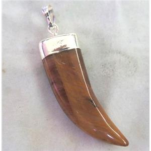 Tiger Eye Stone Horn Pendant, approx 12-40mm