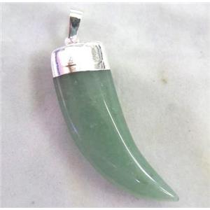 Green Aventurine pendant, horn, approx 12-40mm