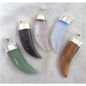 mixed gemstone pendant, horn, approx 12-40mm