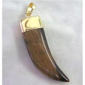 tiger eye jasper pendant, cattle horn, approx 12-40mm