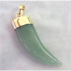 Green Aventurine horn pendant, approx 12-40mm